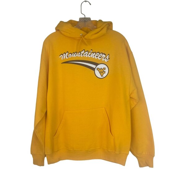 West Virginia Mountaineers Hoodie Sweatshirt Mens Medium Yellow Jerzees Medium - Picture 1 of 7